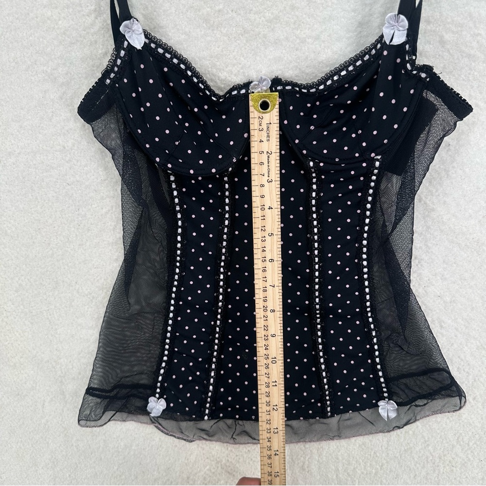 Polka Dot Vintage Y2K Rampage Black and Pink Corset Style Top/Lingerie - Picture 6 of 8